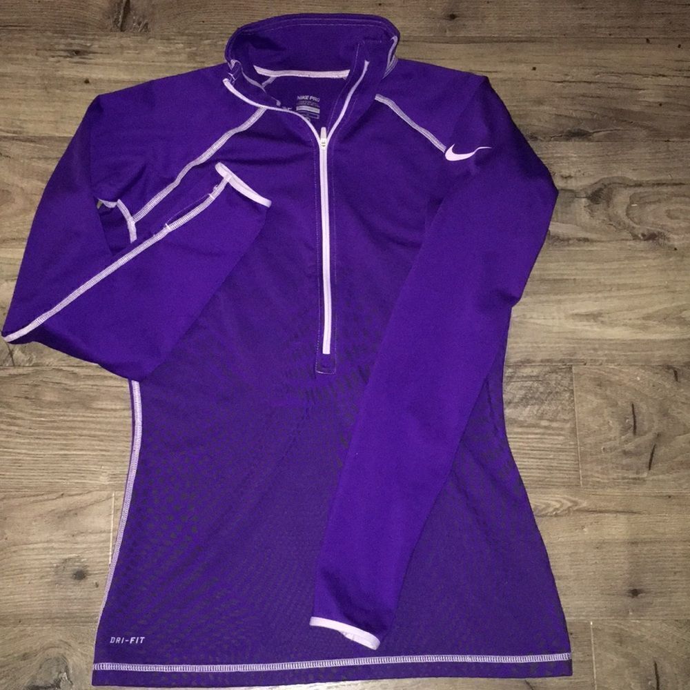 Nike Pro Running stretch dri fit marathon t neck Jacket Thumb cut outs M Slim